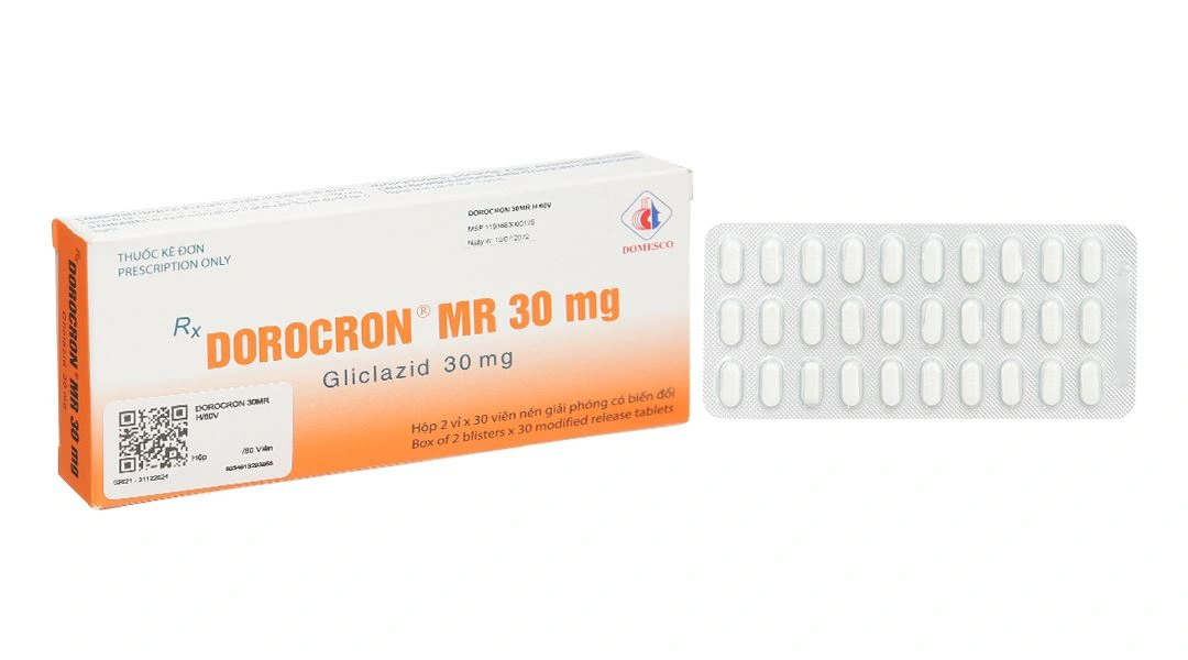 Dorocron MR 30mg trị đái tháo đường (2 vỉ x 30 viên) - 