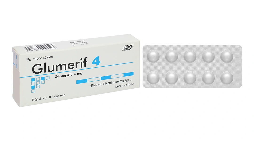 Glumerif 4 điều trị đái tháo đường týp 2 (3 vỉ x 10 viên) - 