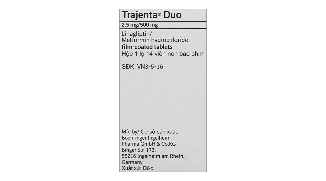 Trajenta Duo 2.5mg/500mg trị đái tháo đường type II lọ 14 viên - 6