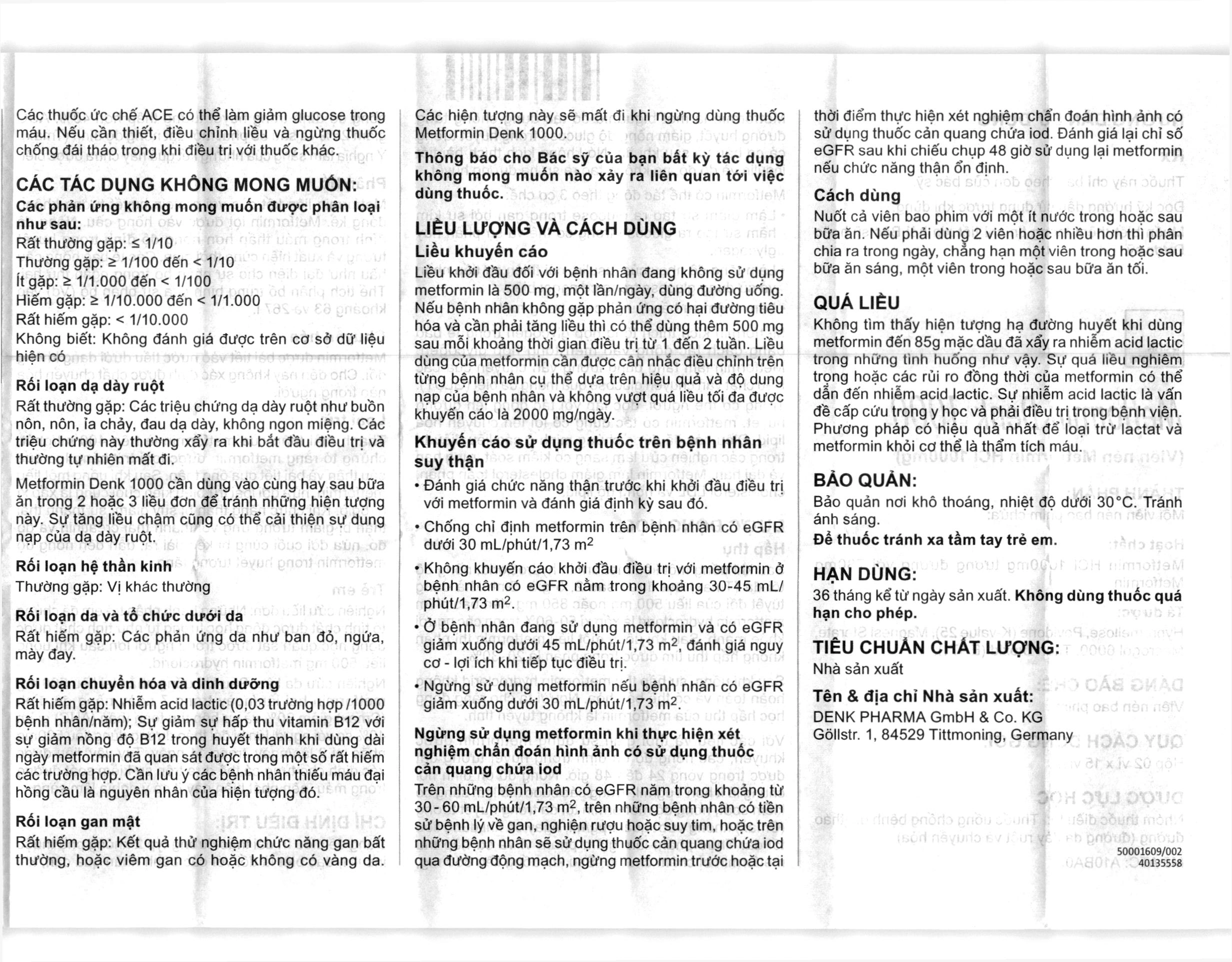 Metformin Denk 1000 điều trị đái tháo đường tuýp 2 (2 vỉ x 15 viên) - 7
