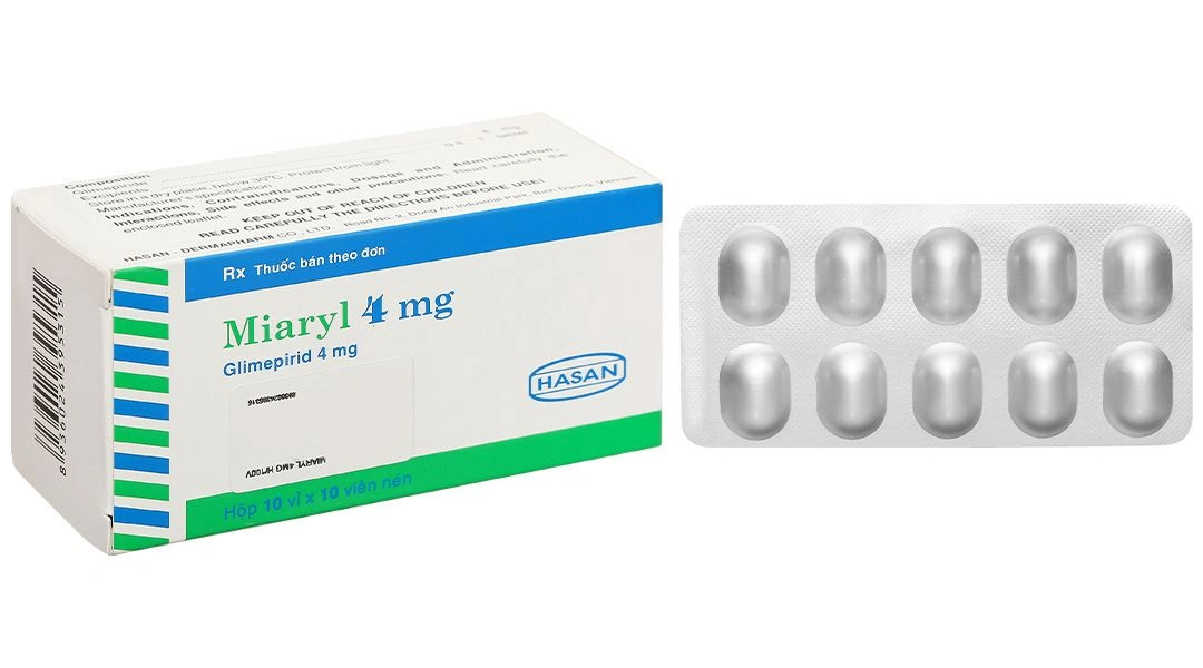 Miaryl 4mg điều trị đái tháo đường type 2 (10 vỉ x 10 viên) - 
