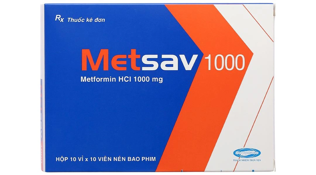 Metsav 1000 điều trị đái tháo đường (10 vỉ x 10 viên) - 1