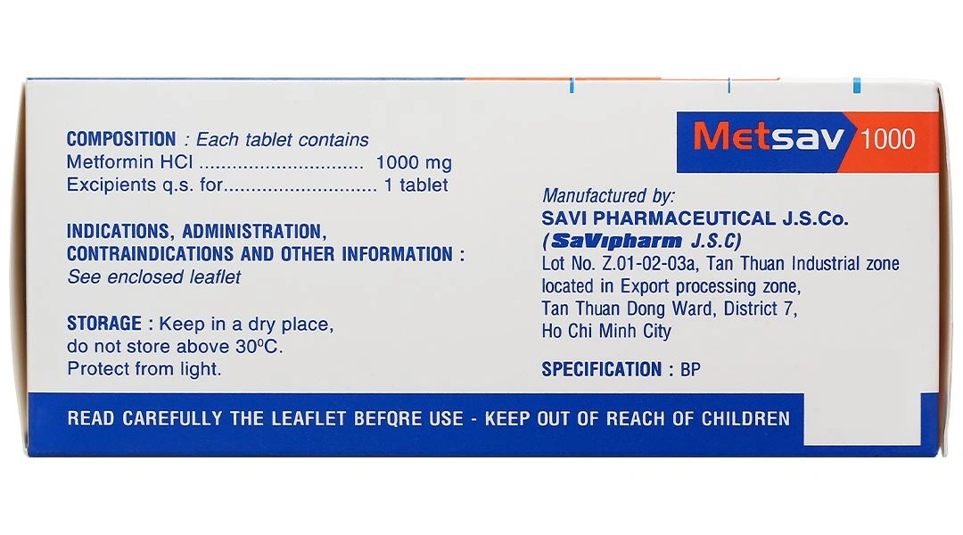 Metsav 1000 điều trị đái tháo đường (10 vỉ x 10 viên) - 3
