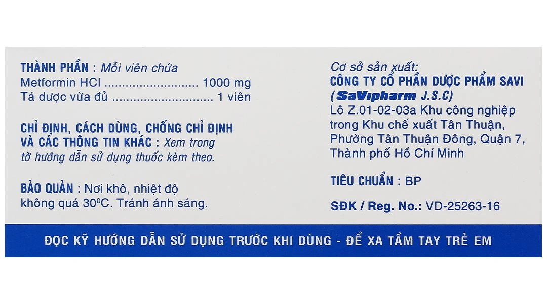 Metsav 1000 điều trị đái tháo đường (10 vỉ x 10 viên) - 6