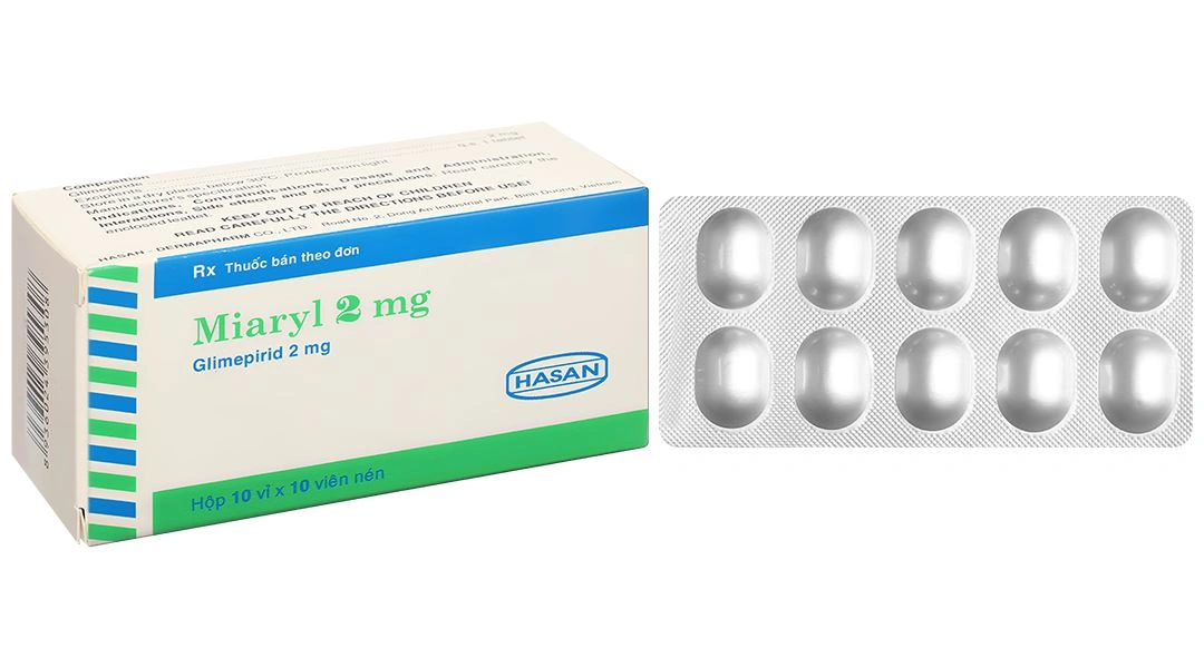 Miaryl 2mg điều trị tiểu đường type 2 (10 vỉ x 10 viên) - 