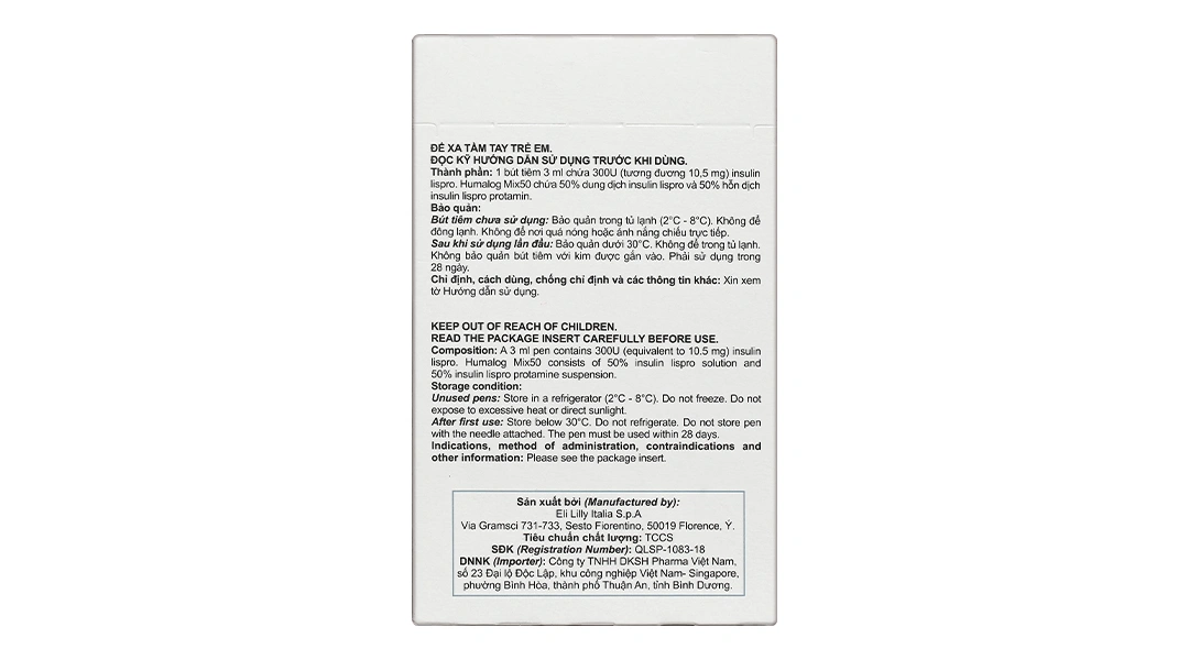 Bút tiêm Humalog Mix 50 KwikPen 100 U/ml trị đái tháo đường (5 bút tiêm x 3ml) - 1