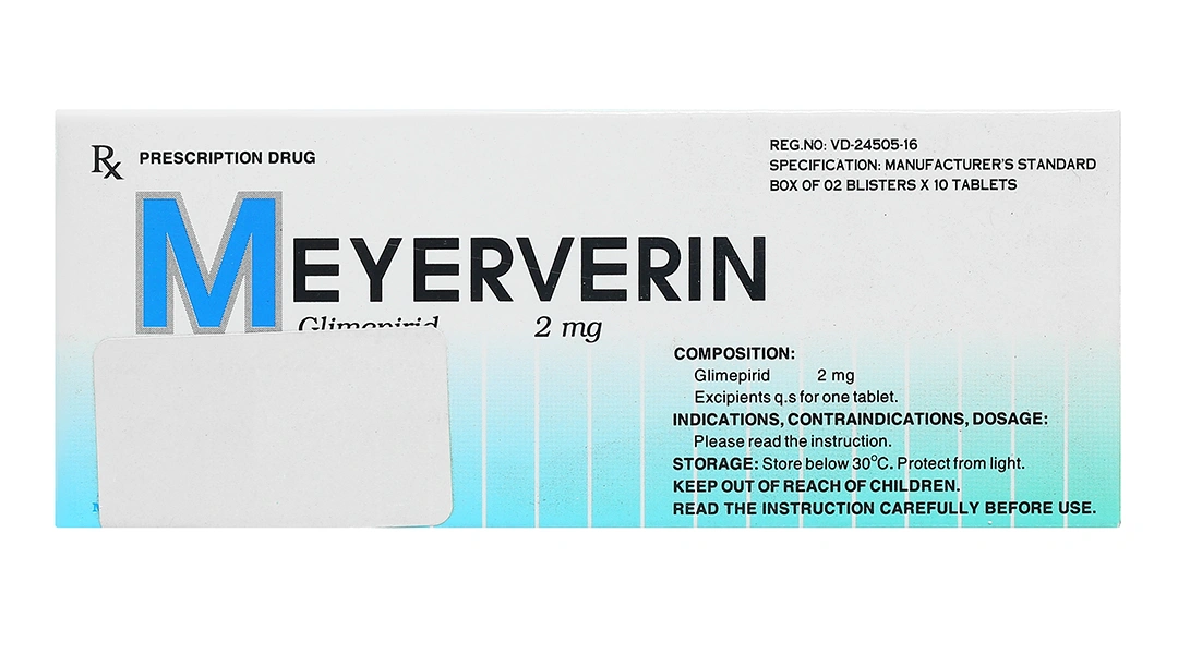Meyerverin 2mg điều trị đái tháo đường tuýp 2 (2 vỉ x 10 viên) - 2