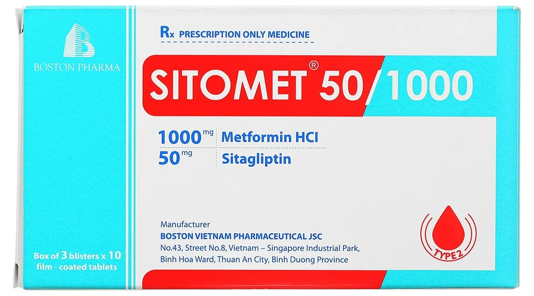 Sitomet 50/1000 điều trị đái tháo đường tuýp 2 (3 vỉ x 10 viên) - 2