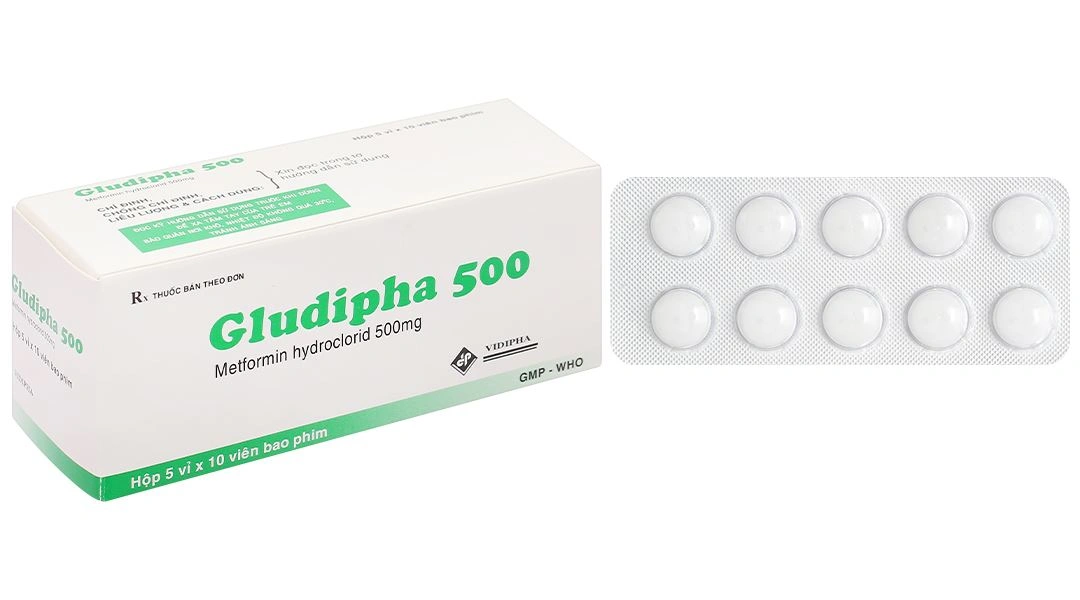 Gludipha 500 điều trị đái tháo đường tuýp 2 (5 vỉ x 10 viên) - 