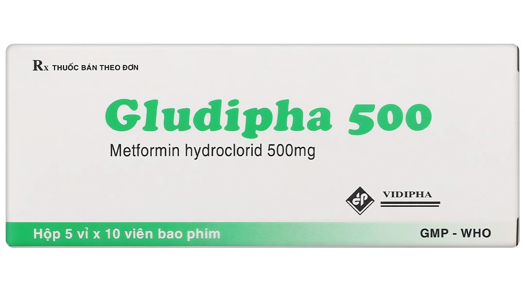 Gludipha 500 điều trị đái tháo đường tuýp 2 (5 vỉ x 10 viên) - 1