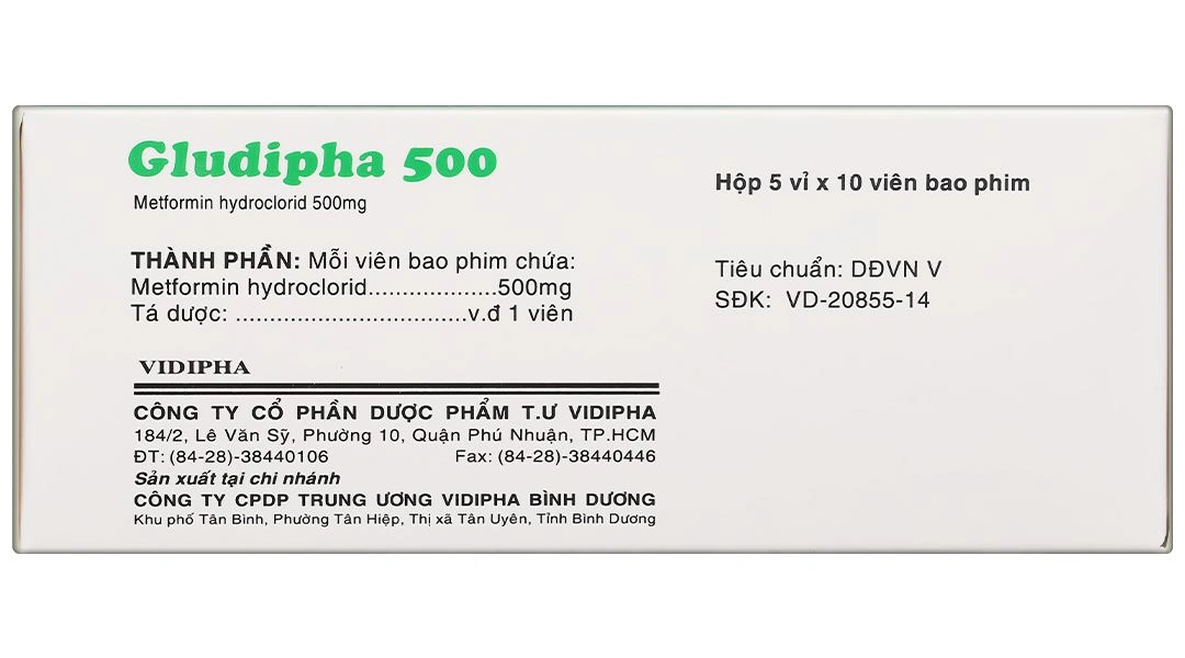 Gludipha 500 điều trị đái tháo đường tuýp 2 (5 vỉ x 10 viên) - 2