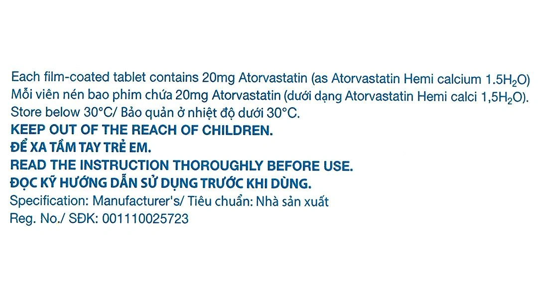 Lipitor 20mg trị rối loạn mỡ máu (3 vỉ x 10 viên) - 6