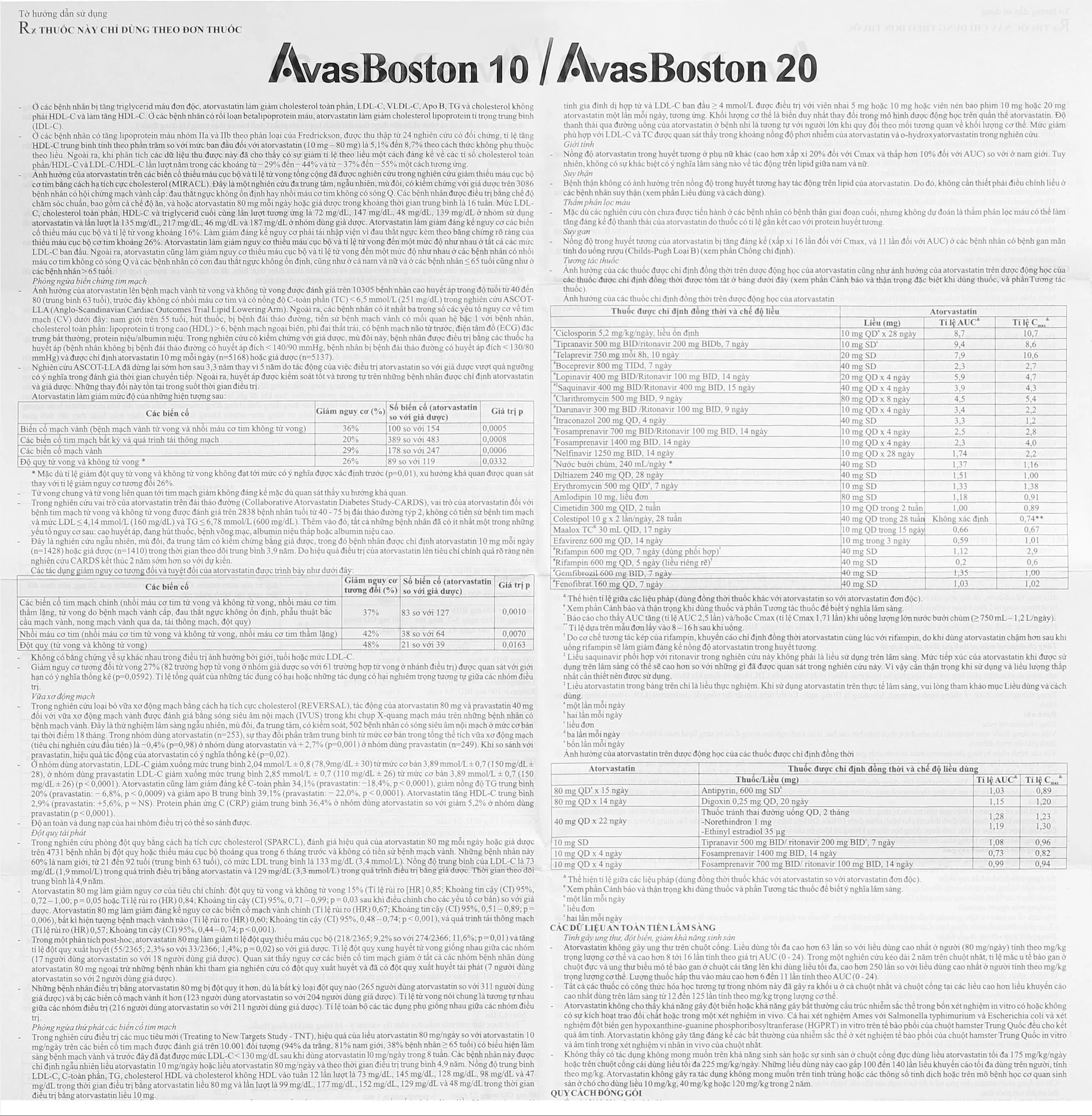 Avasboston 20 điều trị rối loạn mỡ máu (5 vỉ x 10 viên) - 11
