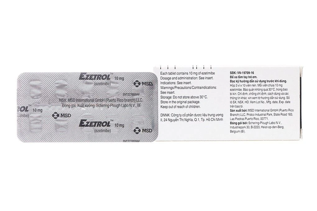 Ezetrol 10mg trị rối loạn lipid máu (3 vỉ x 10 viên) - 1