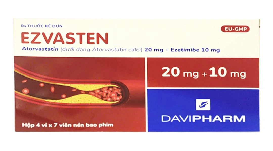 Ezvasten 20/10mg trị tăng mỡ máu (4 vỉ x 7 viên) - 1