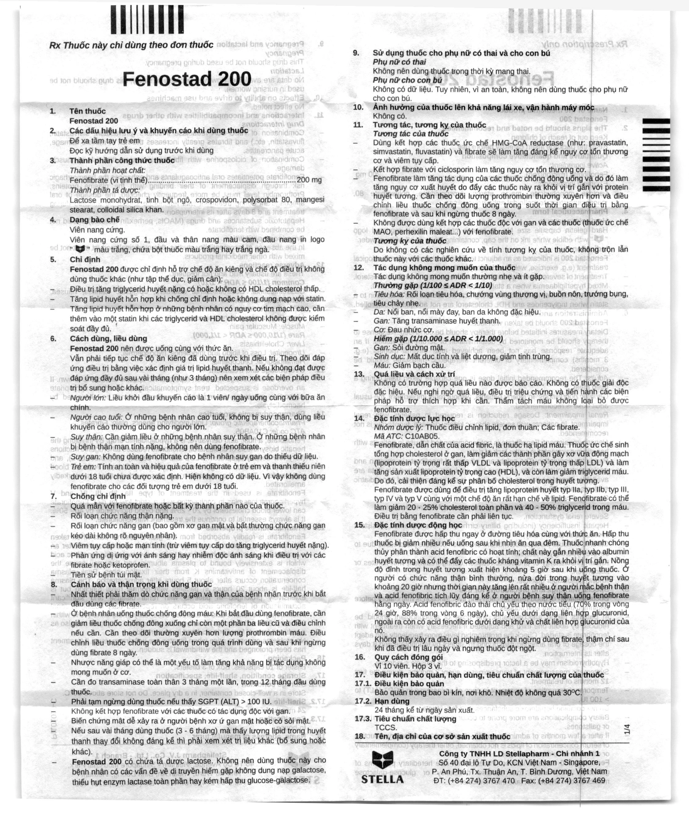 Fenostad 200mg trị tăng triglycerid huyết, lipid huyết (3 vỉ x 10 viên) - 5