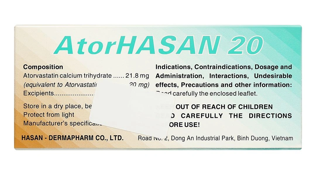 AtorHasan 20 điều trị tăng lipid huyết và dự phòng biến cố tim mạch (10 vỉ x 10 viên) - 3