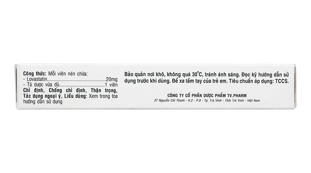 Lovastatin TV Pharm 20mg phòng ngừa biến cố tim mạch, rối loạn lipid (3 vỉ x 10 viên) - 3