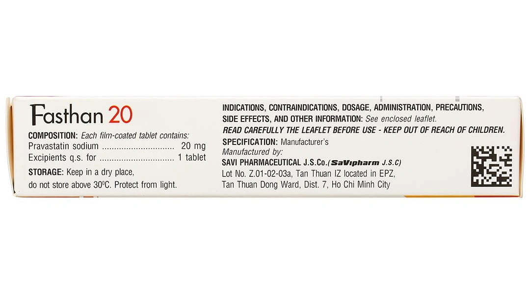 Fasthan 20mg trị rối loạn lipid máu, dự phòng biến cố tim mạch (3 vỉ x 10 viên) - 3