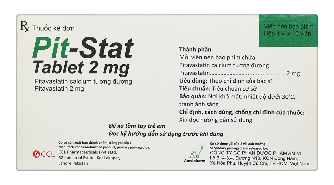 Pit-stat Tablet 2 mg tác dụng giảm Cholesterol toàn phần và LDL-C (1 vỉ x 10 viên) - 1