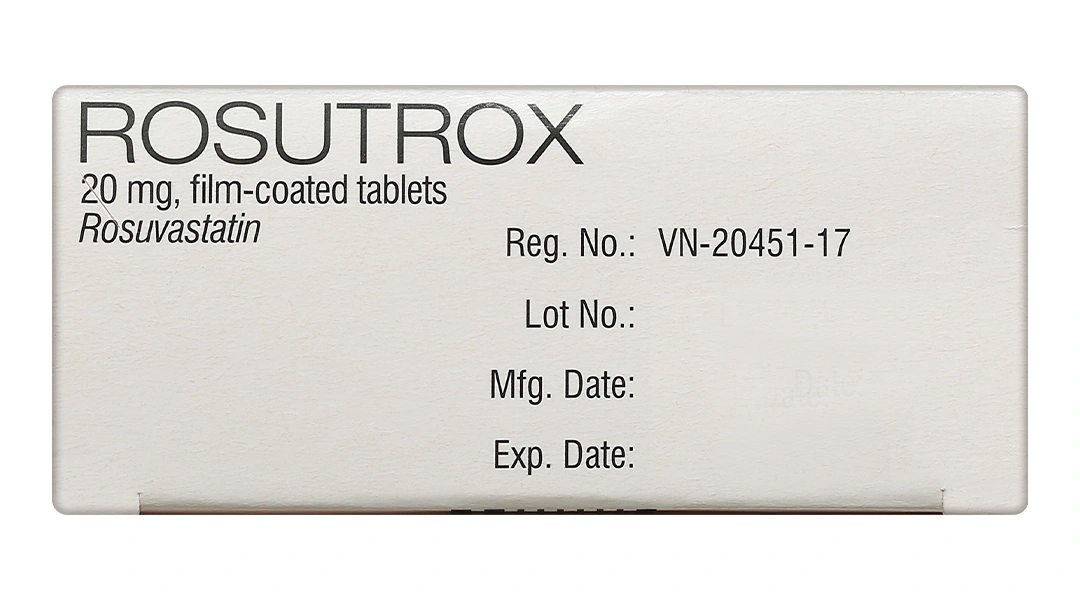 Rosutrox 20mg điều trị rối loạn lipid máu, phòng ngừa biến cố tim mạch (4 vỉ x 7 viên) - 5