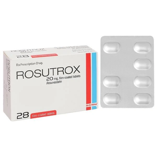 Rosutrox 20mg điều trị rối loạn lipid máu, phòng ngừa biến cố tim mạch