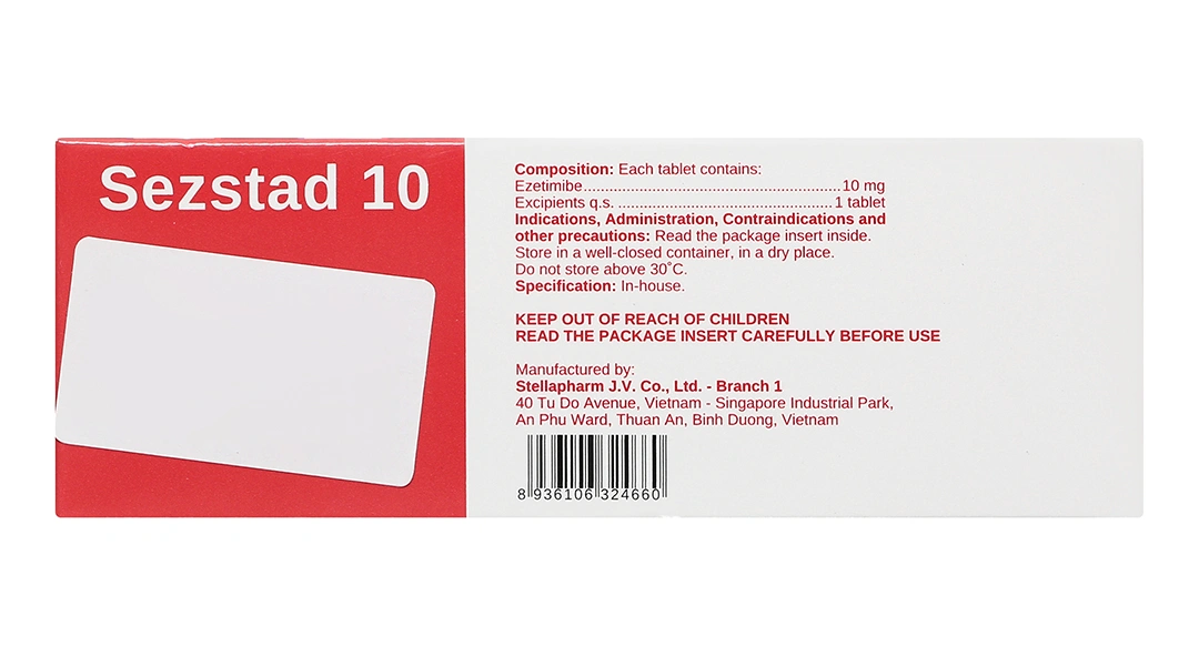 Sezstad 10 trị tăng cholesterol máu nguyên phát (6 vỉ x 10 viên) - 2