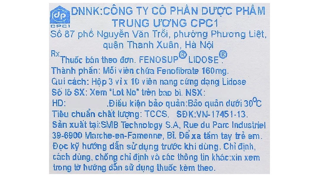 Fenosup Lidose 160mg điều trị cholesterol máu và triglycerid máu cao (3 vỉ x 10 viên) - 7