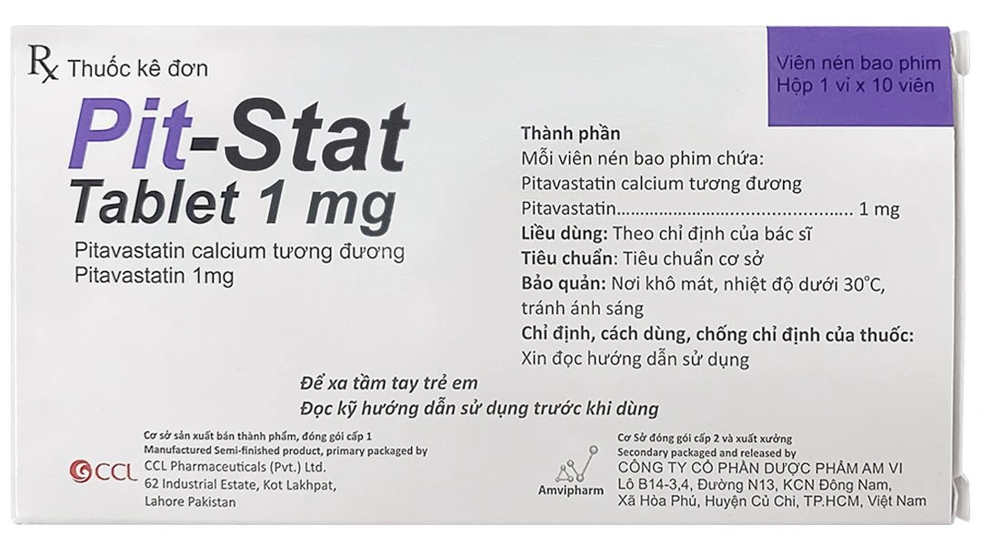 Pit-Stat Tablet 1mg tác dụng giảm cholesterol toàn phần và LDL-C (1 vỉ x 10 viên) - 1