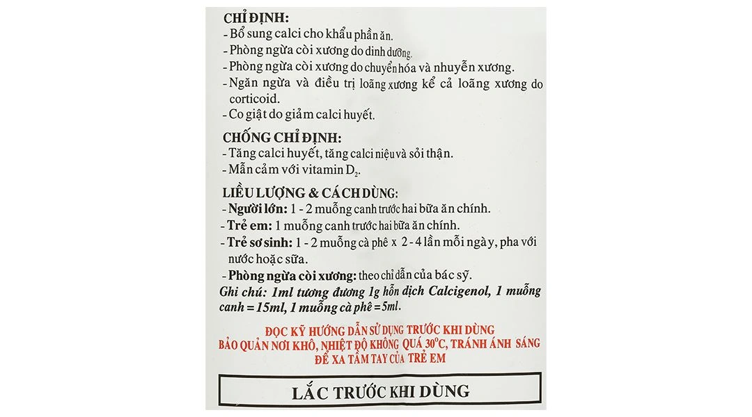 Hỗn dịch uống Calcigenol Vitamine bổ sung canxi, phòng loãng xương chai 360g - 6