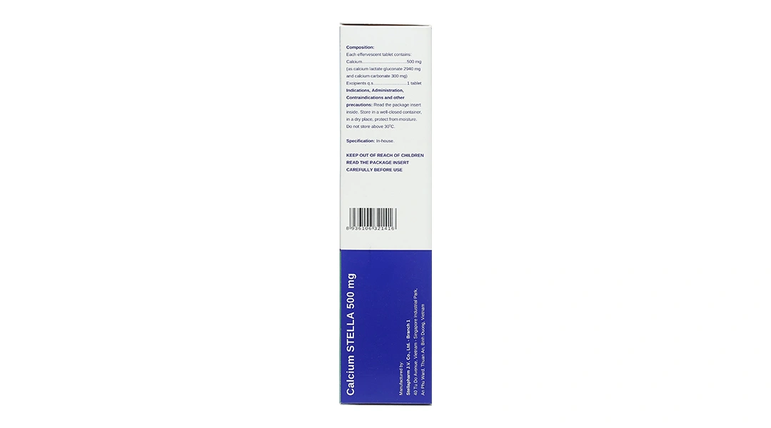 Viên nén sủi bọt Calcium Stella 500mg bổ sung calci, trị loãng xương tuýp 20 viên - 3