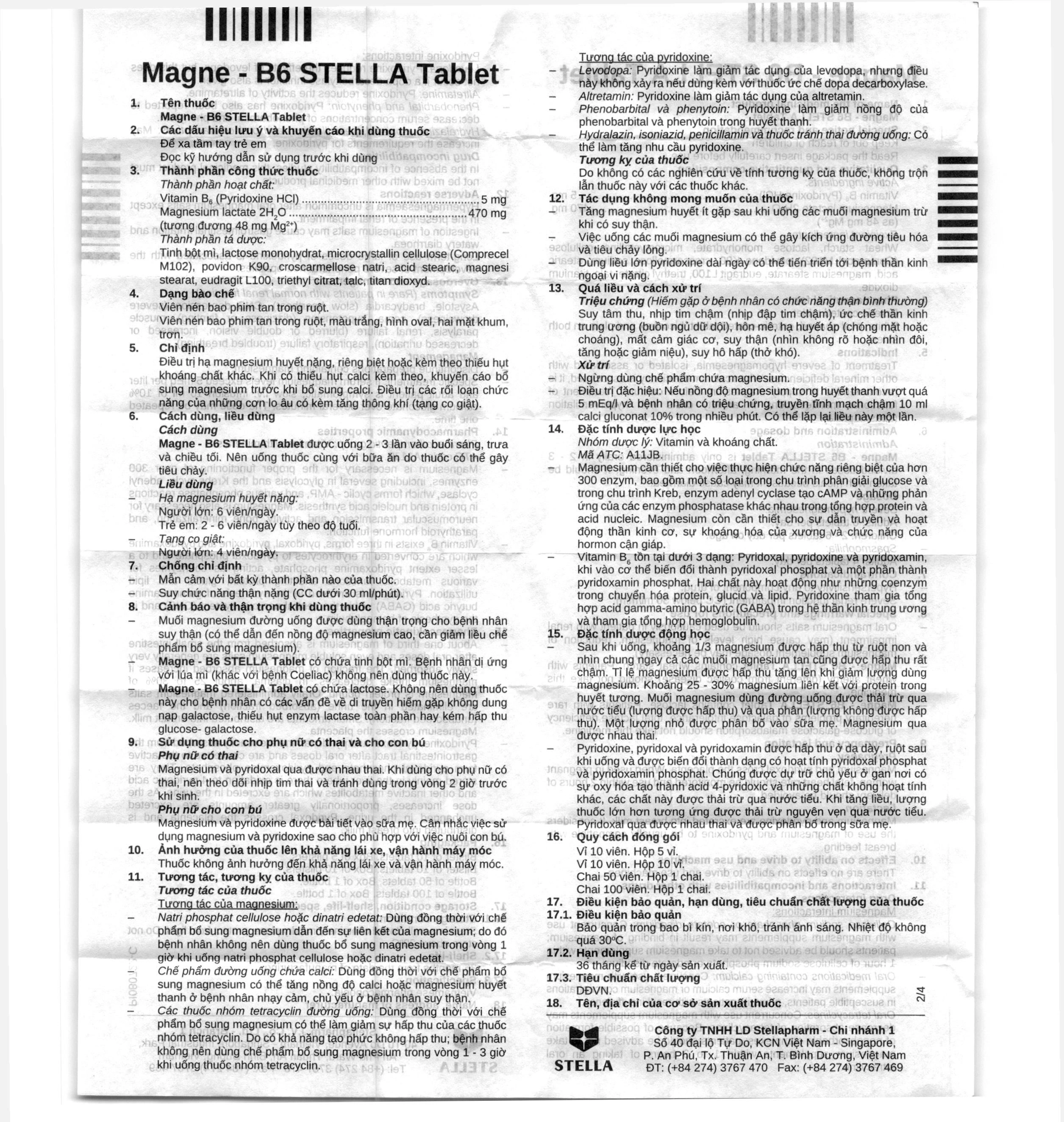 Magne - B6 Stella Tablet điều trị hạ magnesium (5 vỉ x 10 viên) - 8