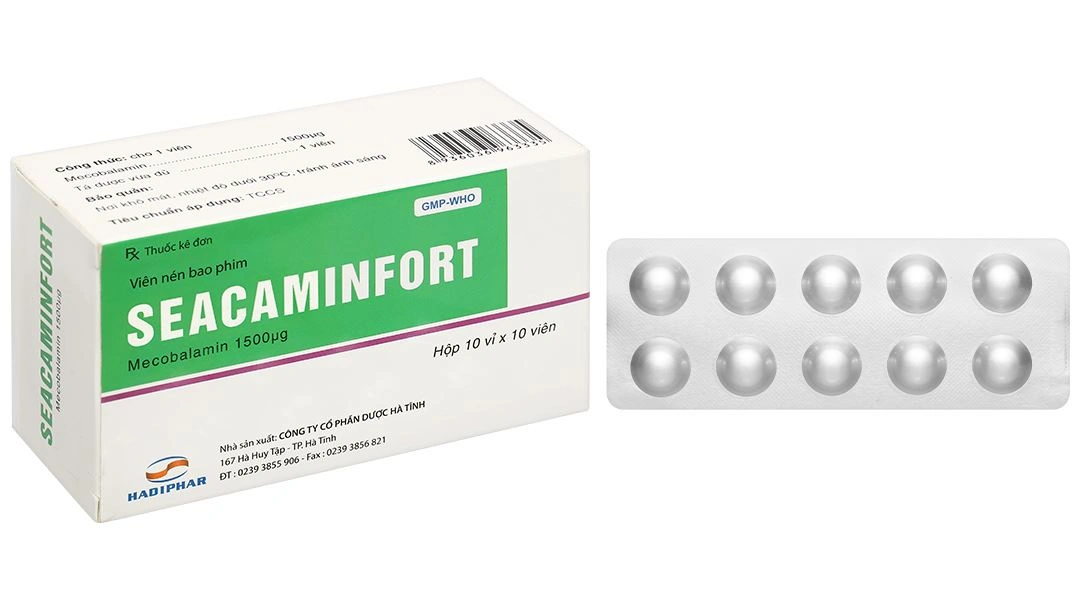 Seacaminfort 1500µg điều trị các bệnh lý thần kinh ngoại biên (10 vỉ x 10 viên) - 