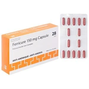 Ferricure 150mg Capsule trị tình trạng thiếu hụt sắt, thiếu máu do sắt