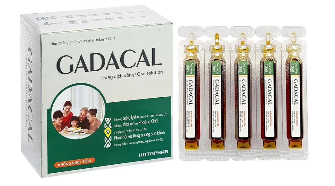 Dung dịch uống Gadacal bổ sung calci, lysin và các vitamin cho cơ thể (20 ống x 10ml) - 