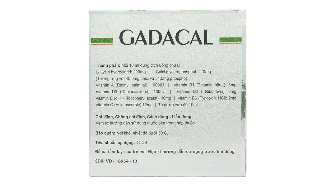 Dung dịch uống Gadacal bổ sung calci, lysin và các vitamin cho cơ thể (20 ống x 10ml) - 2