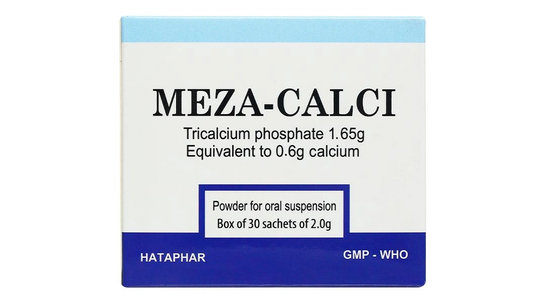 Bột pha hỗn dịch uống Meza - Calci 1,65g điều trị hỗ trợ loãng xương (30 gói x 2g) - 1