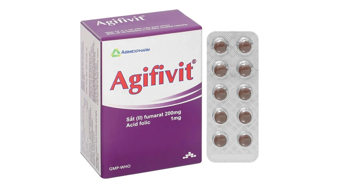 Agifivit phòng và điều trị bệnh thiếu máu do thiếu sắt và acid folic (10 vỉ x 10 viên) - 