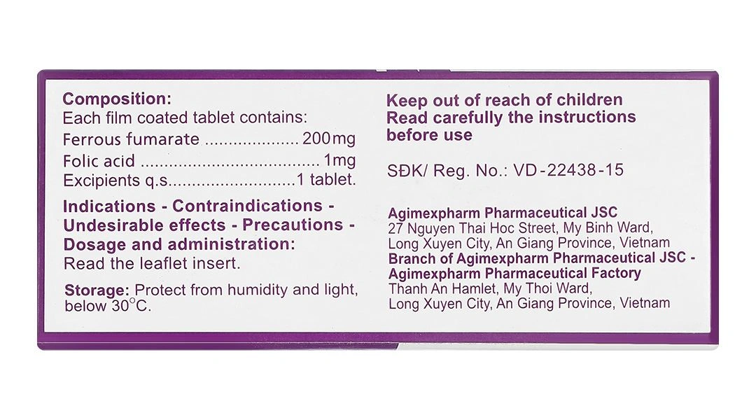 Agifivit phòng và điều trị bệnh thiếu máu do thiếu sắt và acid folic (10 vỉ x 10 viên) - 3