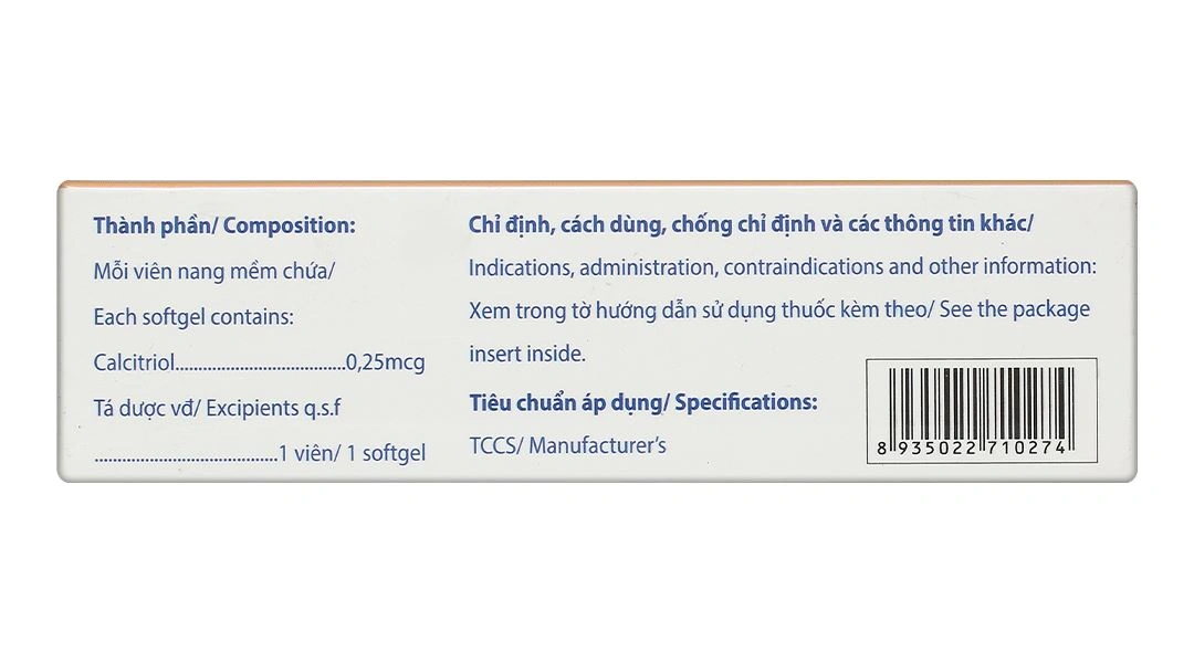 Calcitriol DHT 0.25mcg điều trị rối loạn chuyển hóa calci, loãng xương (3 vỉ x 30 viên) - 3