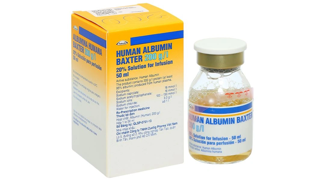 Dung dịch tiêm Human Albumin Baxter 200g/l phục hồi và duy trì thể tích máu chai 50ml - 