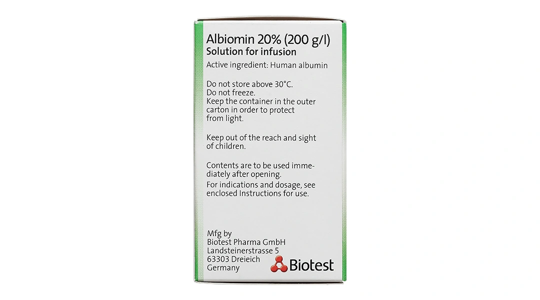 Dịch truyền tĩnh mạch Albiomin 20% Biotest trị sốc giảm thể tích máu (1 chai x 50ml) - 3