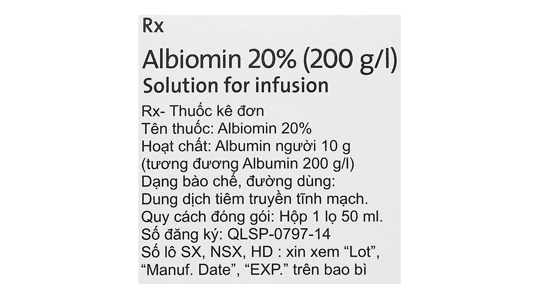 Dịch truyền tĩnh mạch Albiomin 20% Biotest trị sốc giảm thể tích máu (1 chai x 50ml) - 4