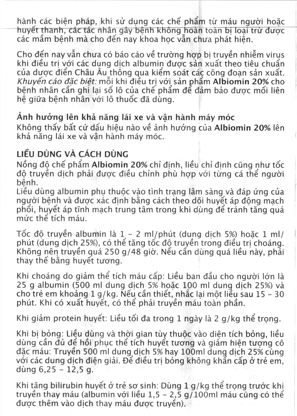 Dịch truyền tĩnh mạch Albiomin 20% Biotest trị sốc giảm thể tích máu (1 chai x 50ml) - 9