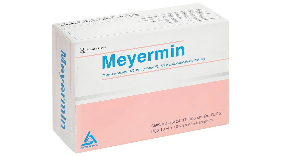 Meyermin dự phòng và trị thiếu vitamin nhóm B do dinh dưỡng, do thuốc (10 vỉ x 10 viên) - 
