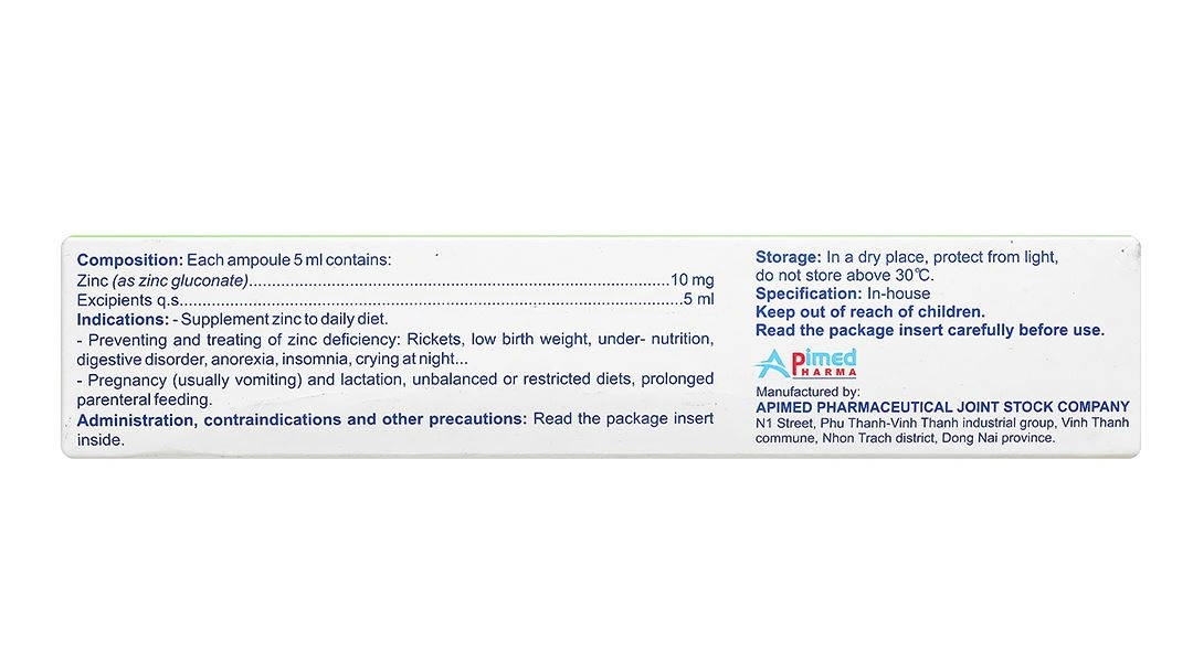 Siro Paluzine 10mg/5ml phòng ngừa và trị các trường hợp thiếu kẽm (20 ống x 5ml) - 2