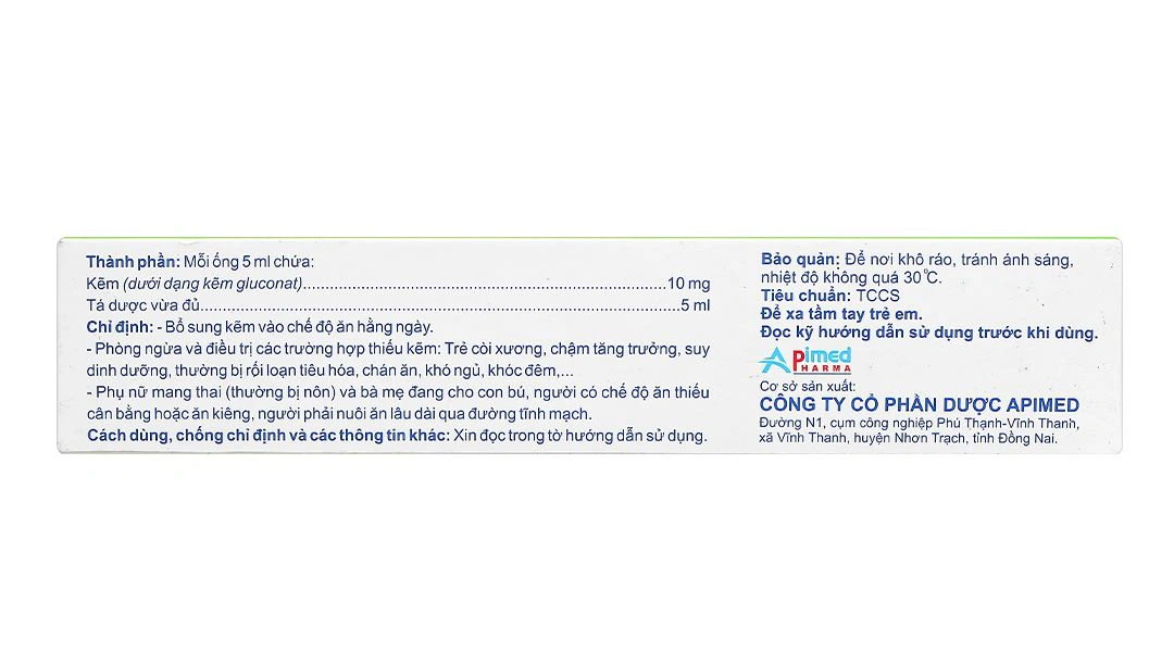Siro Paluzine 10mg/5ml phòng ngừa và trị các trường hợp thiếu kẽm (20 ống x 5ml) - 3