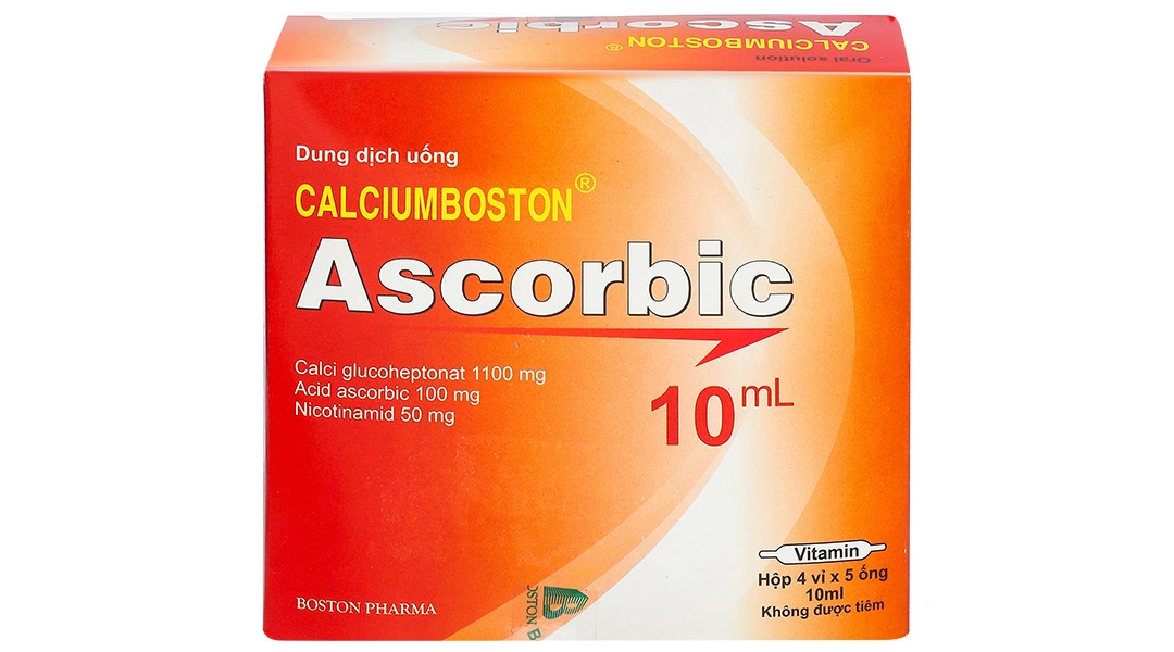 Dung dịch uống Calciumboston Ascorbic trị thiếu canxi, vitamin C (20 ống x 10ml) - 1