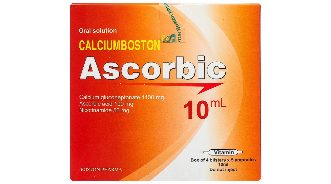 Dung dịch uống Calciumboston Ascorbic trị thiếu canxi, vitamin C (20 ống x 10ml) - 2