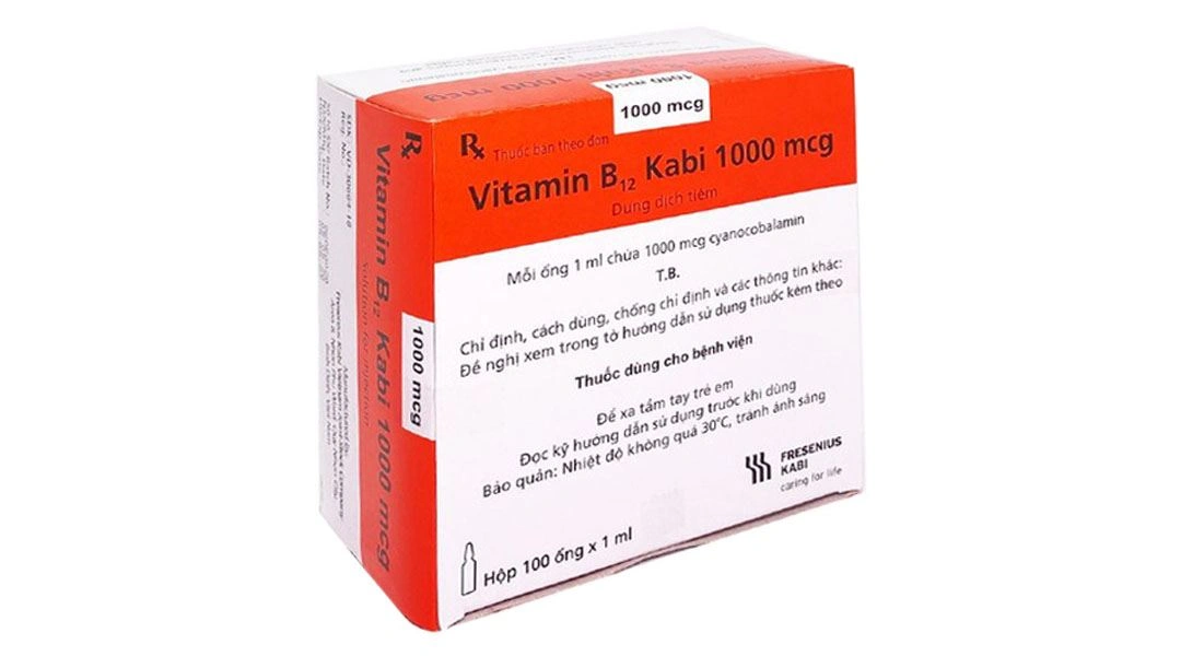 Dung dịch tiêm Vitamin B12 Kabi 1000mcg/ml điều trị thiếu Vitamin B12 (100 ống x 1ml) - 